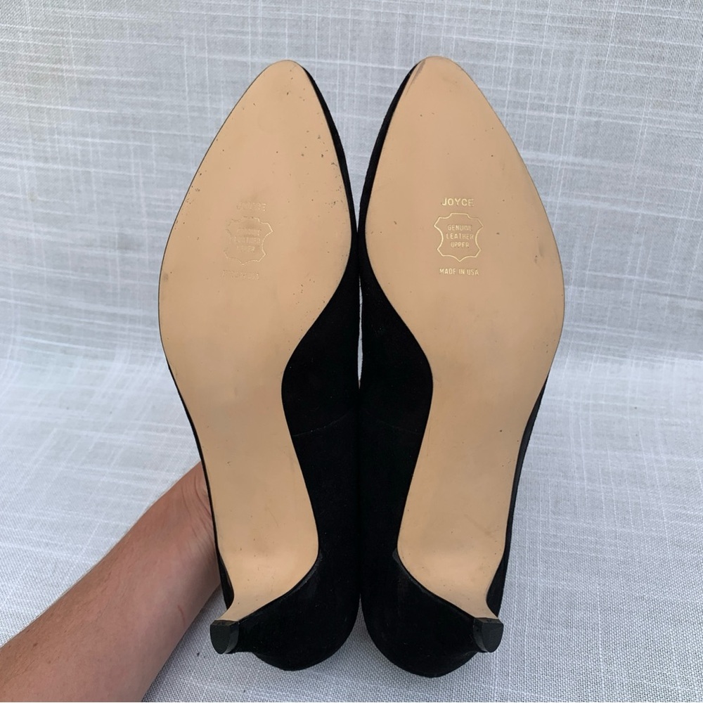 Vtg Joyce Womens Heel Shoes Black Suede Size 9 Leather USA - Picture 9 of 12